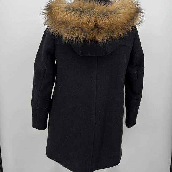 J. Crew Chateau parka jacket zip Coat Black Wool 0 petite - Picture 7 of 9
